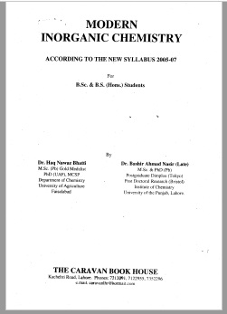 Modern Inorganic Chemistry by Haq Nawaz Bhatti & Bashir Ahmed 2nd edition